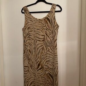 90s Robbie Bee Zebra Print Midi Dress